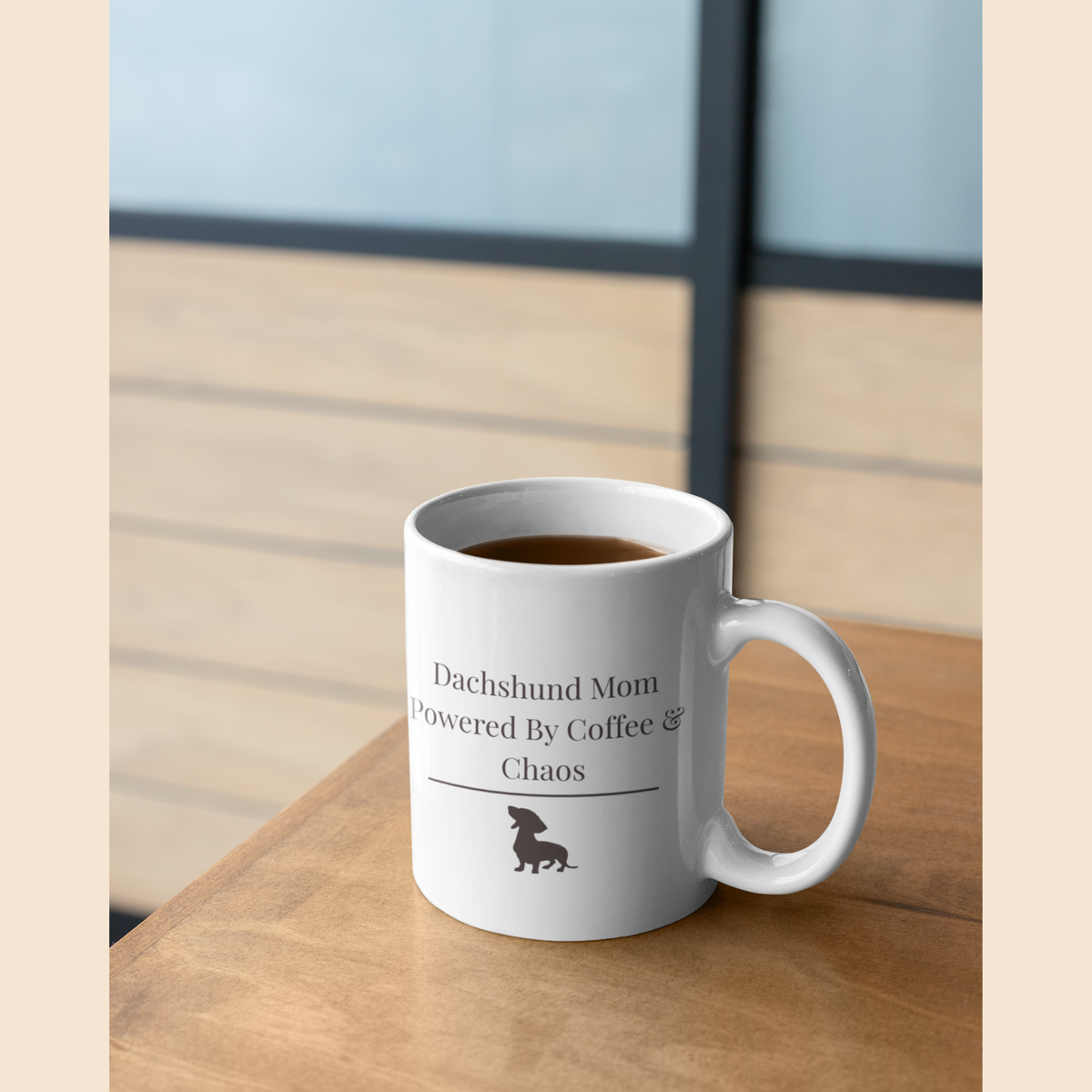 Dachshund Mom Mug | Powered By Coffee And  Chaos | Funny Dachshund Gift | Wiener Dog  Mom Coffee Mug | Gift For Dachshund Lover