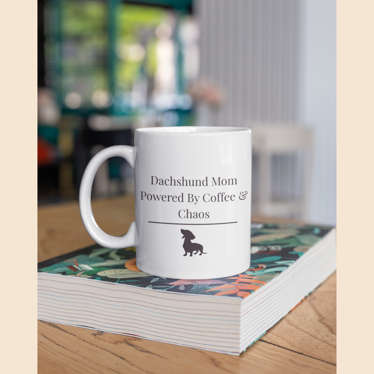 Dachshund Mom Mug | Powered By Coffee And  Chaos | Funny Dachshund Gift | Wiener Dog  Mom Coffee Mug | Gift For Dachshund Lover